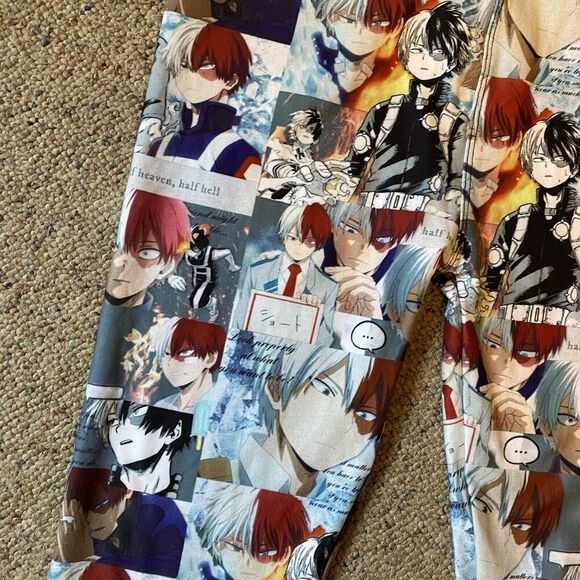 Girl Pull On Leggings Size S Anime Cartoon Print Stretch Casual Emo Active Pants - Picture 5 of 7
